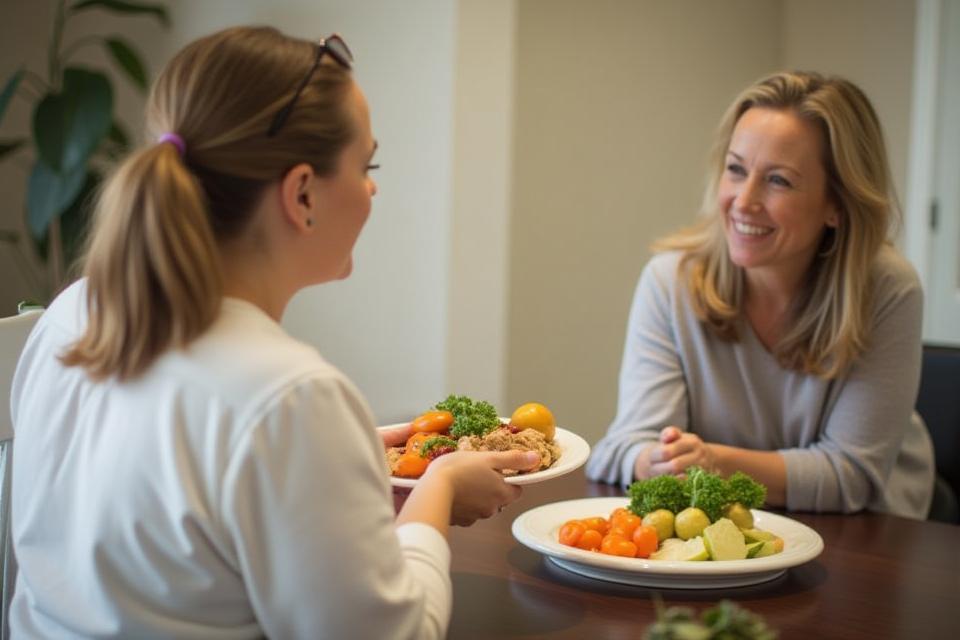 Nutritional counselor with a client